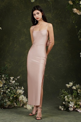 Charming Slim Side Slit Prom Dress Spaghetti Straps Long Party Dress_3