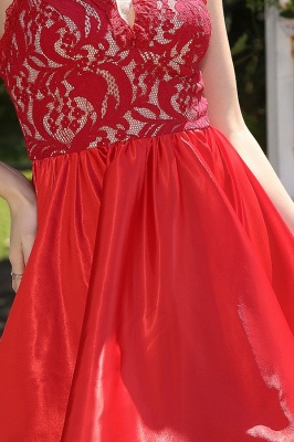 Red short homecoming dress with high low skirt_4