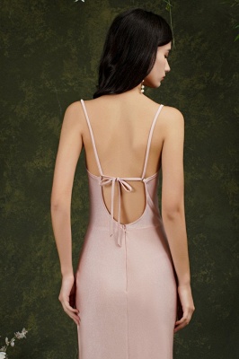 Sleeveless Satin Side Slit Prom Dress Stunning Spaghetti Straps Long Evening Dress_7