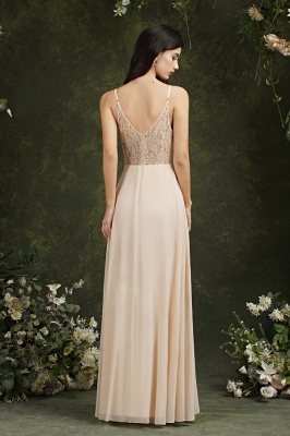 Elegant Sleeveless Aline Long Bridesmaid Dress Backless Floral Lace Evening Dress_7