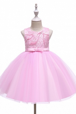 Dusty pink sleeveless knee length belt flower girl dress_2
