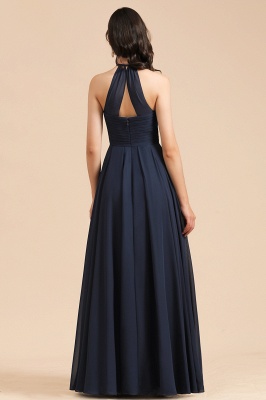 Neckholder-Chiffon-langes Maxi-Abendkleid, ärmelloses, plissiertes Kleid für Hochzeitsgäste_8