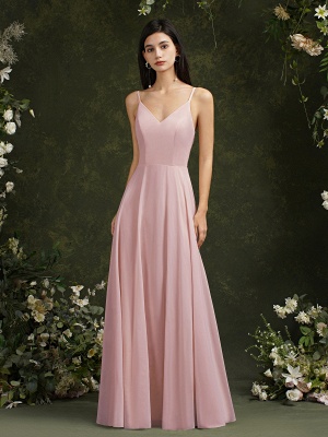 Elegant Sleeveless Aline Long Bridesmaid Dress Backless Floral Lace Evening Dress_1