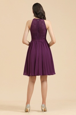 Холтер Фиолетовое кружевное короткое свадебное платье без рукавов шифоновое платье для фрейлины_6