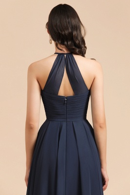 Neckholder-Chiffon-langes Maxi-Abendkleid, ärmelloses, plissiertes Kleid für Hochzeitsgäste_6