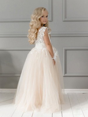 Cute Tulle A-line Lace Flower Girl Dresses