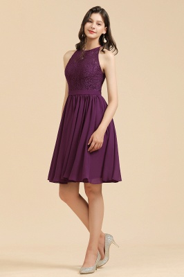 Холтер Фиолетовое кружевное короткое свадебное платье без рукавов шифоновое платье для фрейлины_7