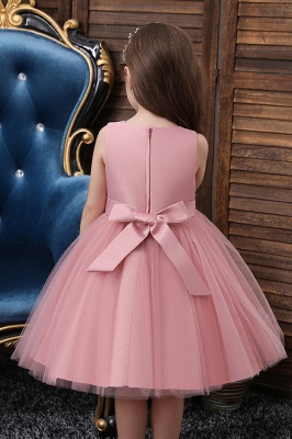 Пыльно-розовое платье без рукавов до колен с поясом и поясом для девочки-цветочницы_7