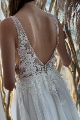 Элегантное свадебное платье с цветочным кружевом Aline Простое свадебное платье без рукавов_4