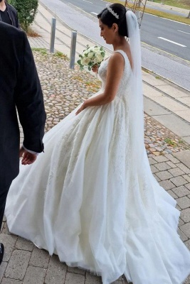 Белое бальное платье без рукавов с квадратным вырезом свадебное платье_4