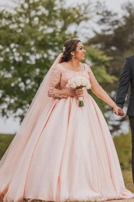 Свадебное платье больших размеров Цветочный тюль Aline Bridal Dress с длинными рукавами