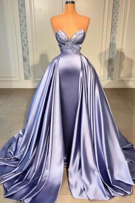 Sweetheart Silver Mermaid Prom dress with over skirt