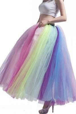 Saia de balé arco-íris saia de tule na altura do tornozelo menina colorida roupas de halloween vestido de balé