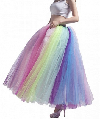 Regenbogen-Ballettrock knöchellanger Tüllrock Mädchen buntes Halloween-Kleidungsballettkleid_15