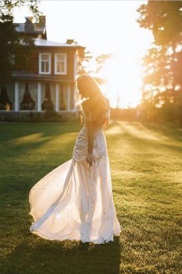 Платье венчания русалки с открытыми плечами, расшитое блестками, простое свадебное платье с разрезом сбоку_2