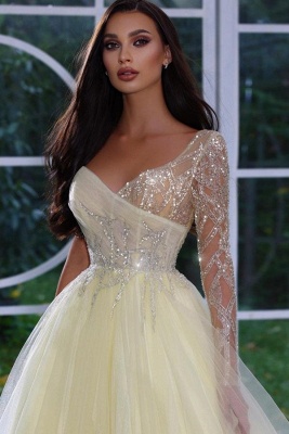 Очаровательное вечернее платье из тюля с блестками на одно плечо Aline Long Formal Party Dress_2