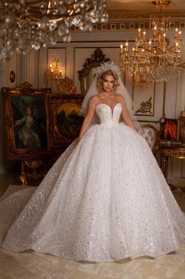 Trendy Sweetheart Lixury ball gown lace bridal gowns_3
