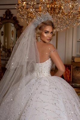 Trendy Sweetheart Lixury ball gown lace bridal gowns_5