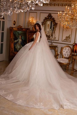 Luxury white sweetheart ball gown lace wedding dress_2
