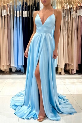 Шикарное синее платье выпускного вечера из эластичного атласа без рукавов с оборками и оборками_3