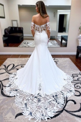 Elegant Sweetheart Long Sleeves Lace Mermaid Wedding Dress_2