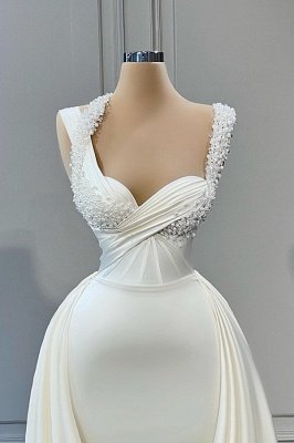 Sweetheart white mermaid prom dress with overskirt_2