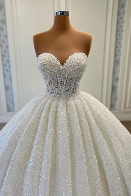 Charming Sweetheart Sleeveless Sequined Strapless Ball Gown Wedding Dress_2