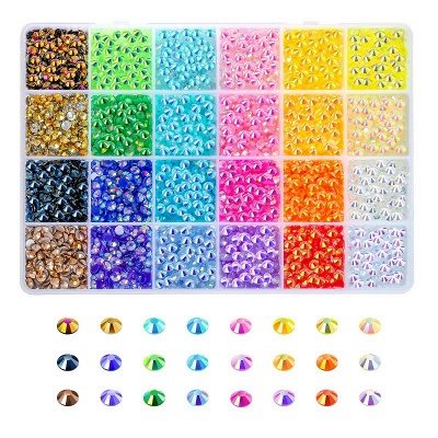 Strass en gelée Liiouer 3 mm pour l'artisanat | 24 couleurs Non-Hotfix Flatback Strass colorés de gelée de résine pour le maquillage de visage de gobelets