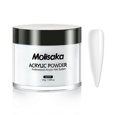 Poudre acrylique blanche Molisaka pour ongles | Poudre à ongles acrylique professionnelle | Poudre Acrylique Durable pour Extension French Nail Art (1.58oz)