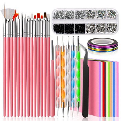 Kit de diseño de uñas para uñas acrílicas con pinceles Nail Art | Diamantes de imitación de cristal para uñas y pinzas de precisión, accesorios para uñas para técnicos de uñas_1