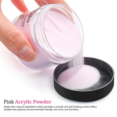 Molisaka Rosa Acrylpuder für Nägel | Professionelles Acrylnagelpulver | Anhaltendes Acrylpulver zur Verlängerung der French Nail Art (1,58 oz)_3