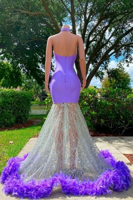 Очаровательное фиолетовое атласное платье выпускного вечера длиной до пола с аппликацией_3