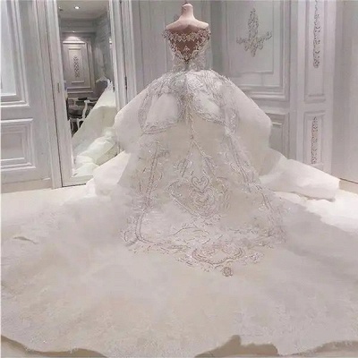 Милое свадебное платье с русалкой и блестками из бисера_3