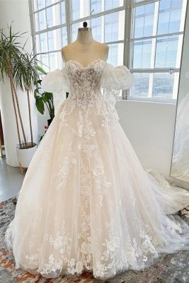 Sleeveless Floor Length Garden Strapless Tulle Lace Wedding Dress with Appliques_2