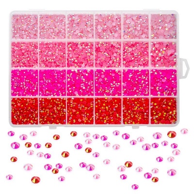 أحجار الراين الوردية Liiouer | كريستال بلينغ أحجار الراين مختلطة اللون للحرف اليدوية | DIY الديكور مختلط الحجم 3/4/5 مللي متر