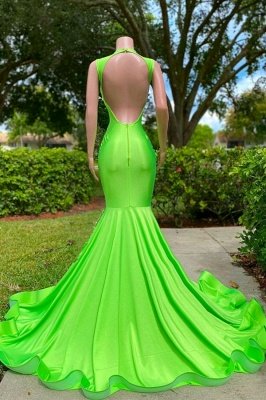 Trendy Deep Sequined V-neck Sleeveless Stretch Satin Prom Dress with Appliques_5