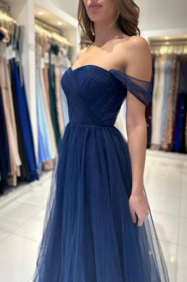 Очаровательное Королевское синее милое платье выпускного вечера с открытыми плечами и длинными линиями из тюля_3