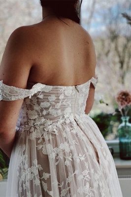 Bezauberndes, bodenlanges, ärmelloses A-Linien-Tüll-Hochzeitskleid mit Herzausschnitt und Applikationen_2
