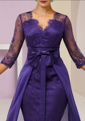 Платье для выпускного вечера с длинными рукавами цвета виноградного чая_3
