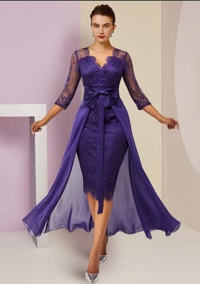 Платье для выпускного вечера с длинными рукавами цвета виноградного чая_1