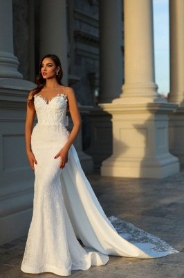 Charming Floor Length Strapless Sweetheart Mermaid Wedding Dress