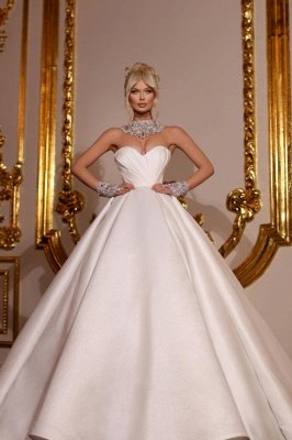 Gorgeous Halter Sweetheart Floor Length A-Line Satin Wedding Dress