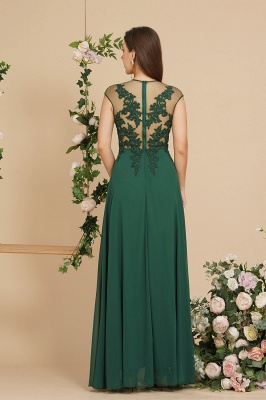 Dark Green Illusion neck A-line Chiffon Evening Dress_2