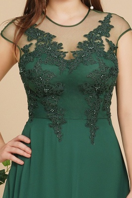 Dark Green Illusion neck A-line Chiffon Evening Dress_3