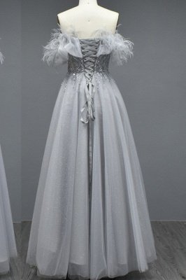 Vestido de baile bufante linha A com ombros largos Champange_4