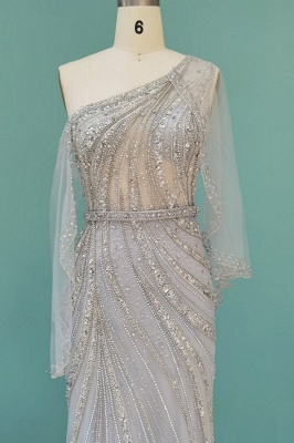 Luxuriöse Meerjungfrau-Abendkleider mit einer Schulter, Dubai, langes formelles Kleid für Hochzeitsfeier_2