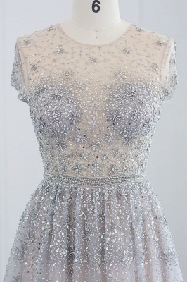 Elegantes formelles Kleid mit Juwelen-Flügelärmeln, glänzendem Perlenbesatz und Reißverschluss_7