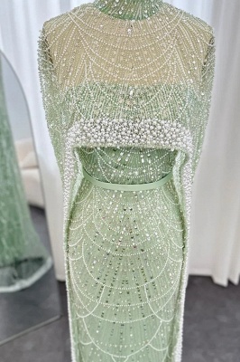 Luxus-Perlen-Meerjungfrau-Abendkleid aus Dubai mit Cape-Ärmeln, bodenlanges Partykleid aus Seequin_21