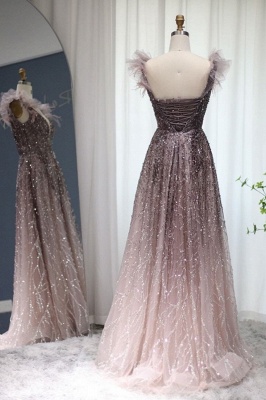 Luxuriöses Aline-Abendkleid mit glitzernden Pailletten und bodenlangem Pelzkleid mit V-Ausschnitt_7