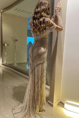 Luxuriöses, herzförmiges, mit Perlen besetztes Meerjungfrau-Partykleid mit Quasten, Dubai-Abendkleid_12